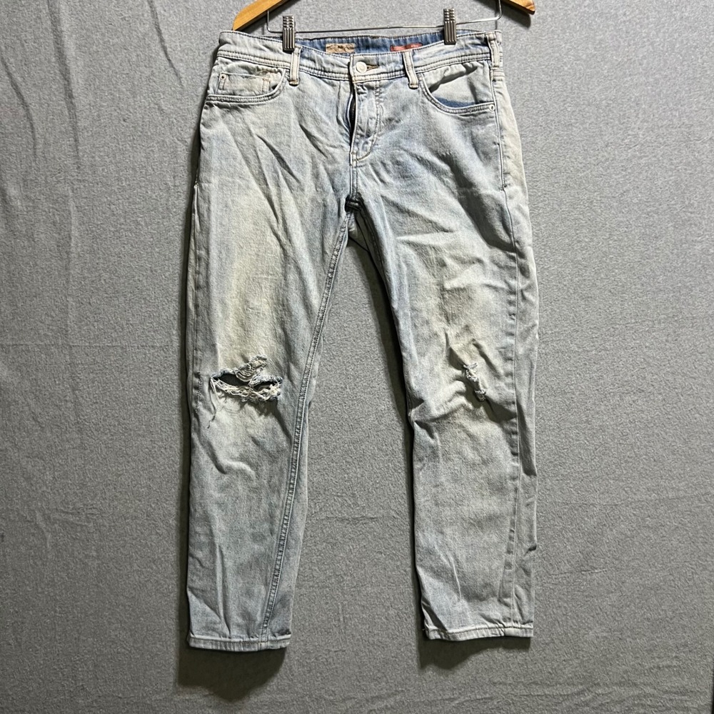 Pilcro and the Letterpress Slim Boyfriend Distressed Jeans Light Wash 28 Petite